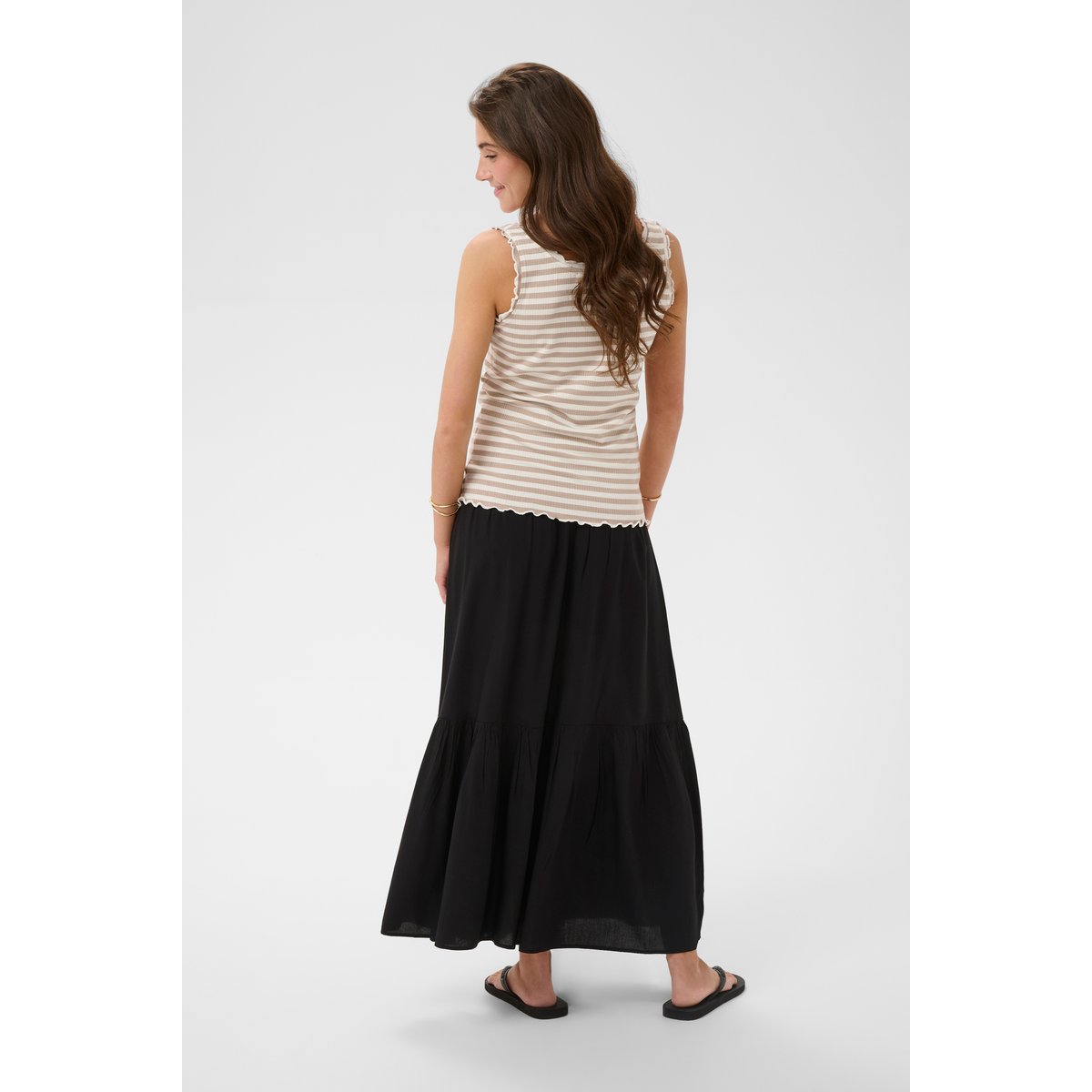 Jersey sans-manches beige feather grey white stripe, CREAM