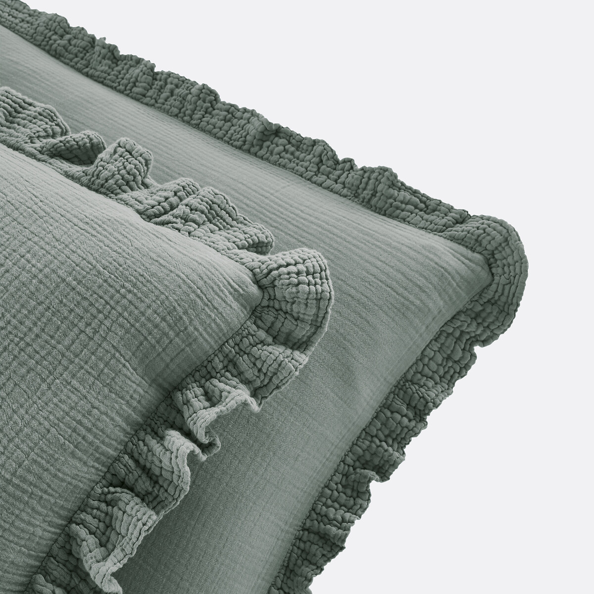 Taie d'oreiller enfant unie gaze de coton, Kumla vert de gris, LA REDOUTE INTERIEURS