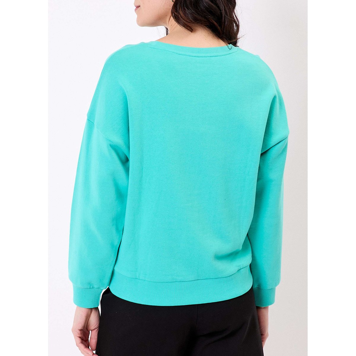 Sweat coton bio col rond PRUNE turquoise prune, PRINCESSE NOMADE