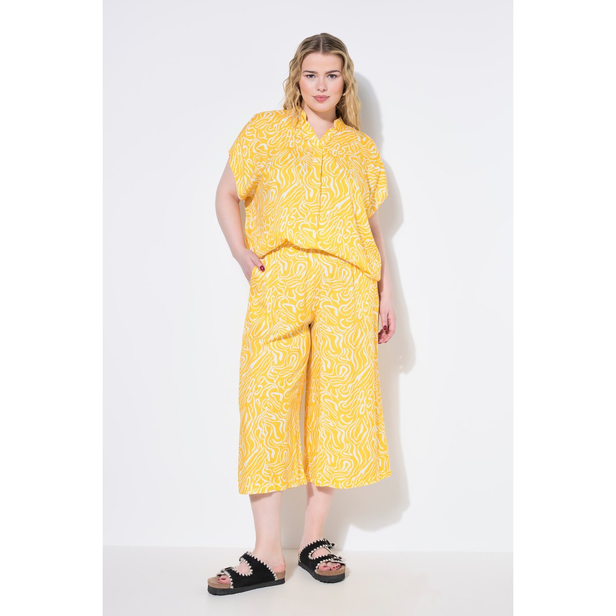 Jupe-culotte coupe Wide Legs, imprimé vagues mangue, STUDIO UNTOLD