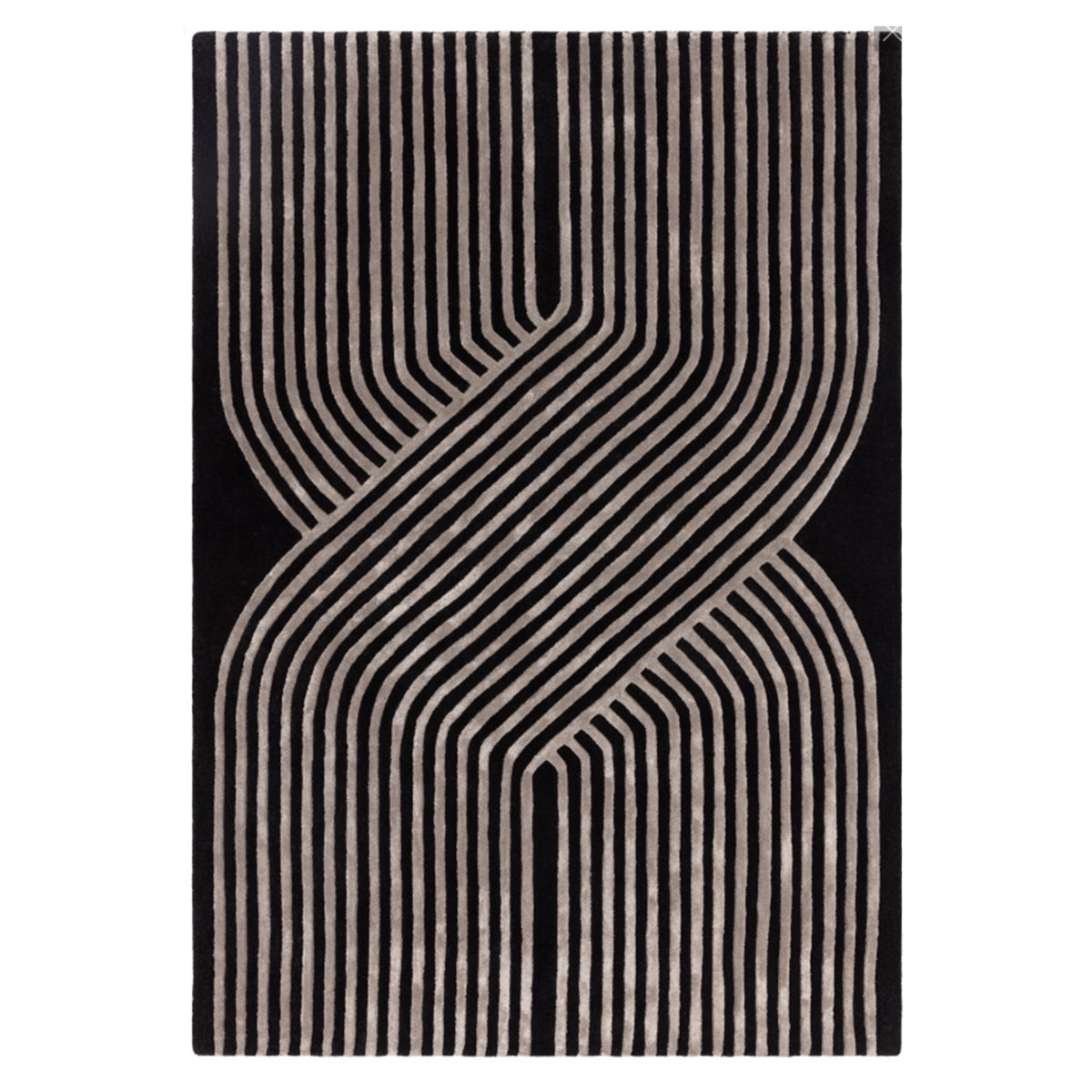 Tapis moderne tufté main en laine ACME noir, NOVATREND