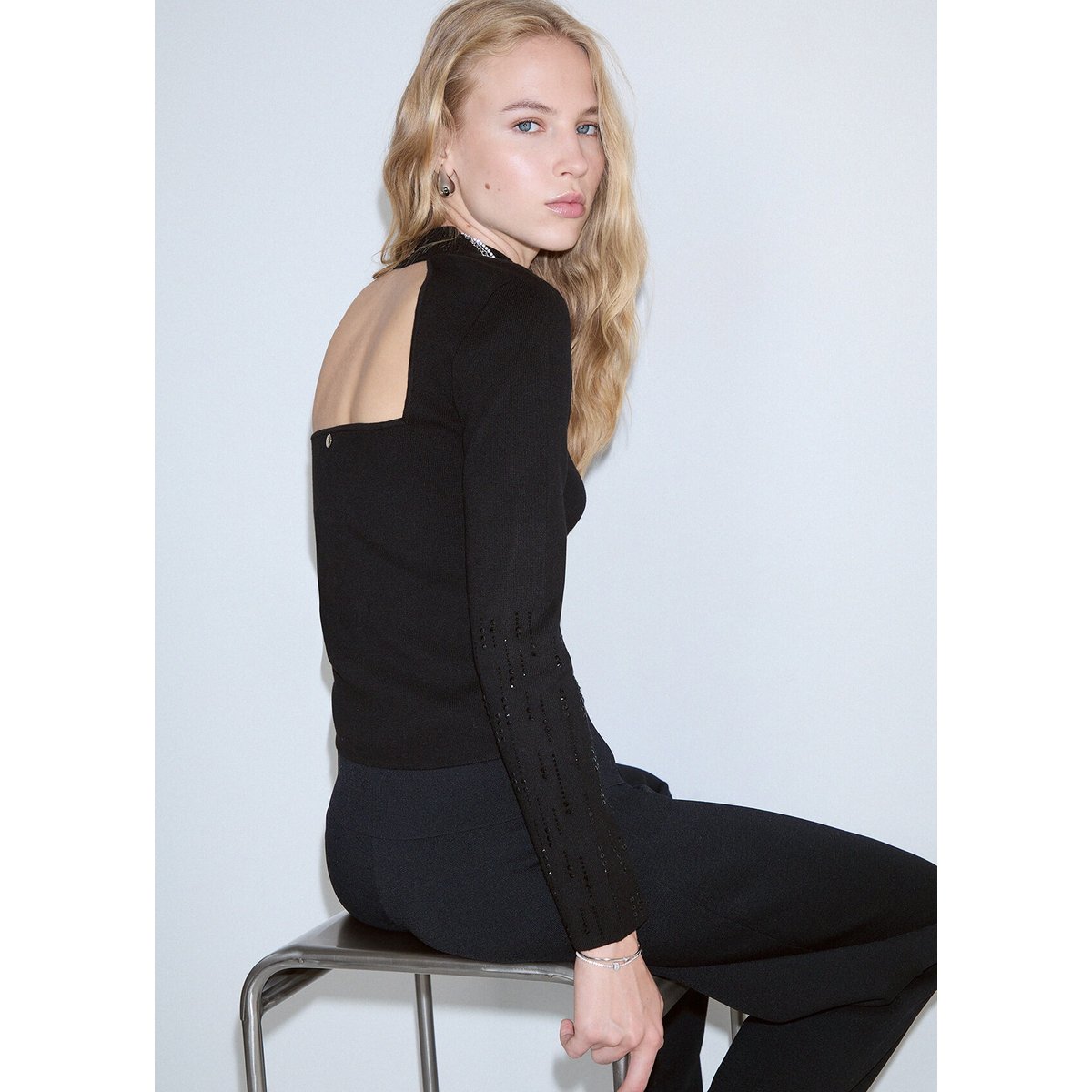 Blouse avec découpes noir, LIU JO
