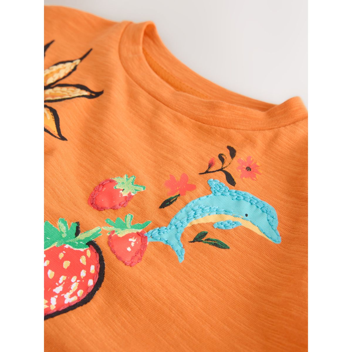 T-shirt droit oversize brodé orange soleil, NEXT