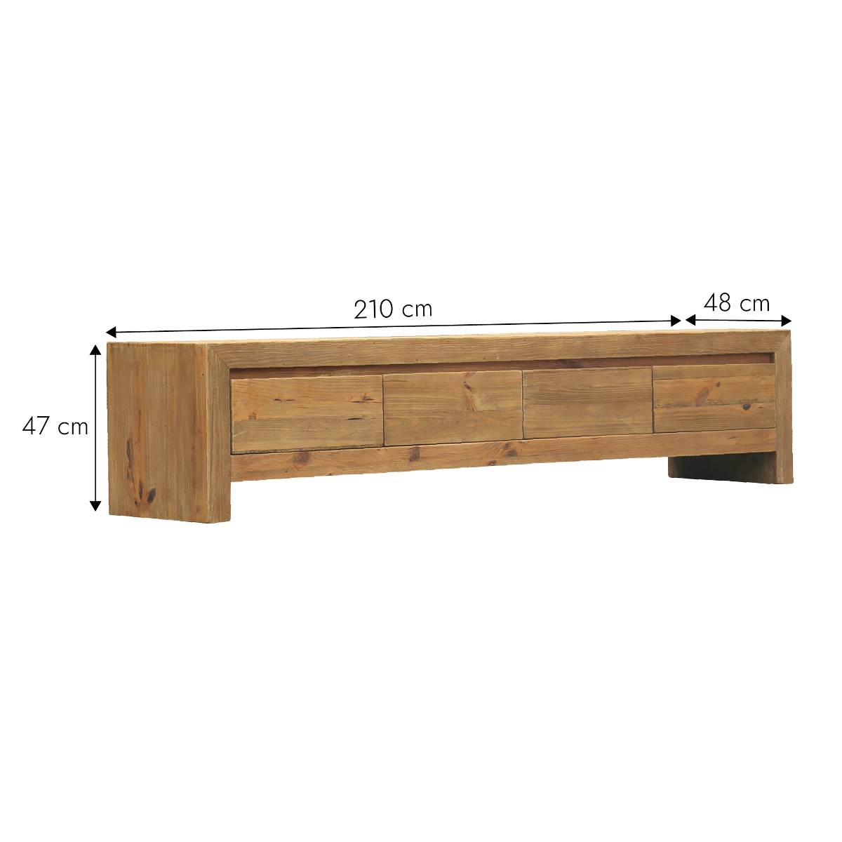 Meuble TV en bois recyclé BLAISE bois clair, MADE IN MEUBLES