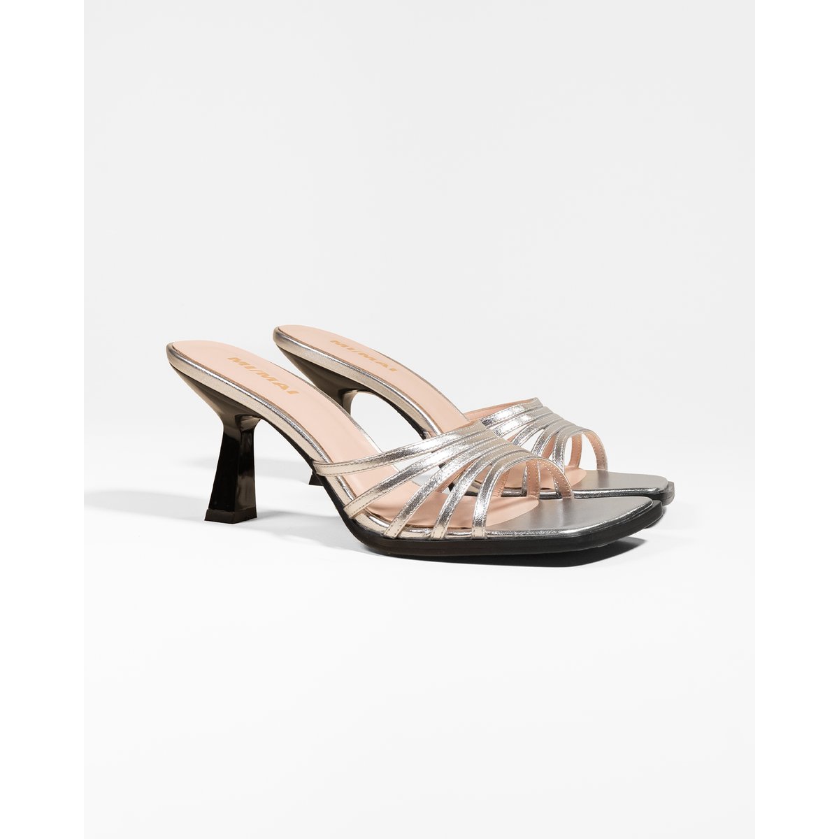 Mules à bout carré ISAMU argenté, MI MAI