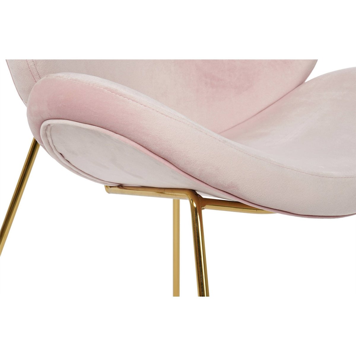 Chaise de cuisine en velours, pieds métal rose pâle élégant avec finitions dorées, RECOLLECTION