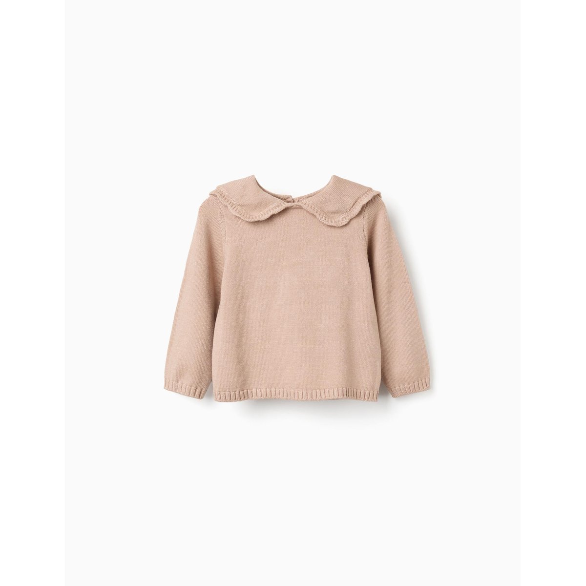Pull en maille avec col festonné beige clair, ZIPPY
