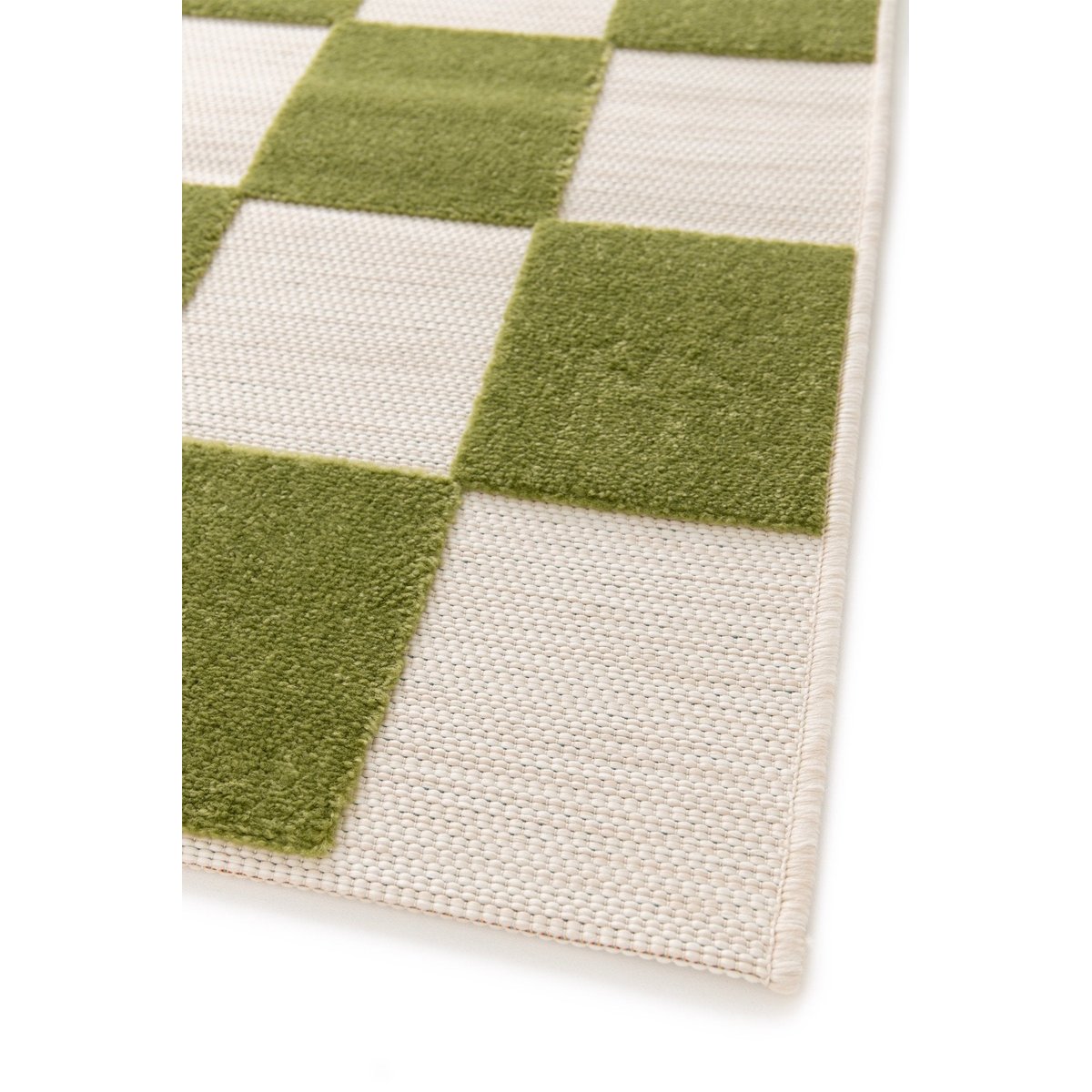Tapis enfant avec effet sculpté PETITS CARREAUX vert naturel, AFK LIVING