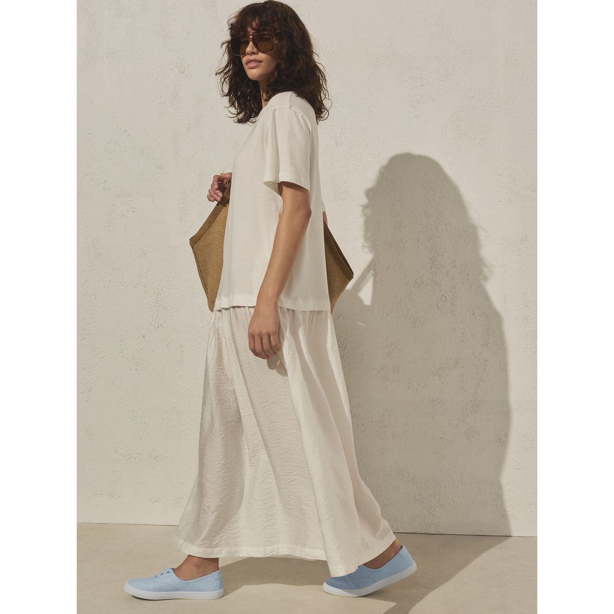 Baskets sans lacets en toile bleu clair, NEXT