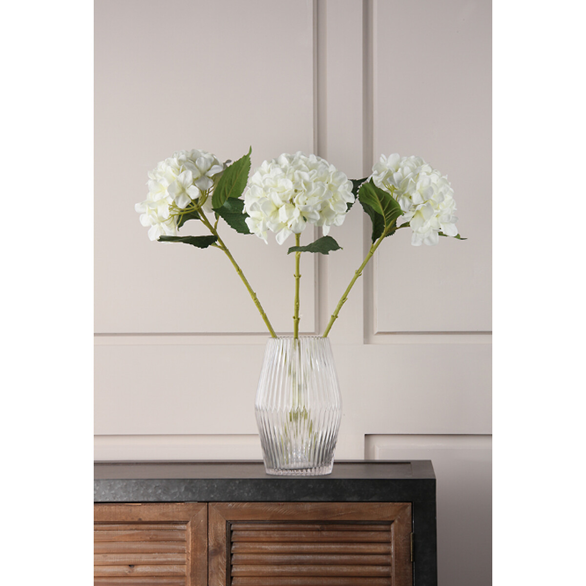 Pack of 3 Artificial Cream Hydrangea Stems cream, SO'HOME