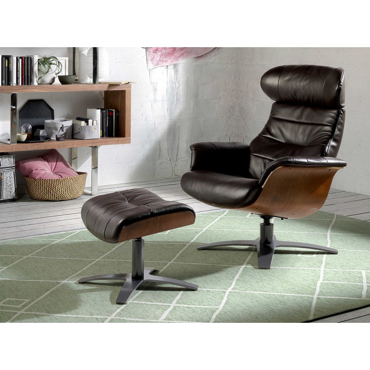 Repose pieds en cuir marron | noyer | gris foncé, ANGEL CERDA