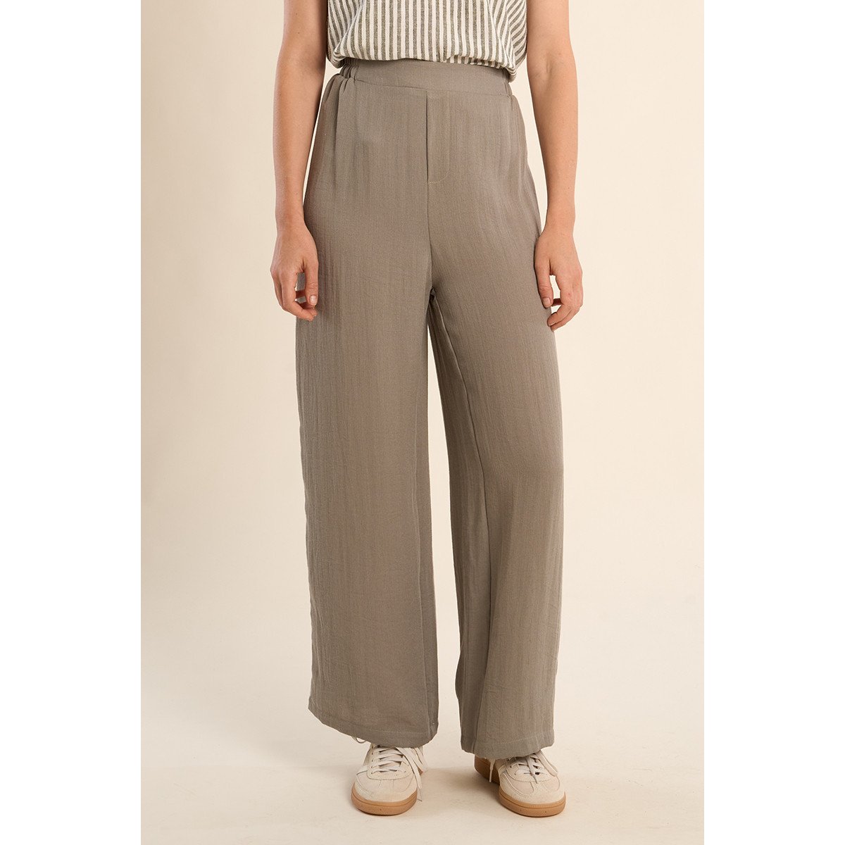 Pantalon taille haute, évasé light khaki, MOLLY BRACKEN