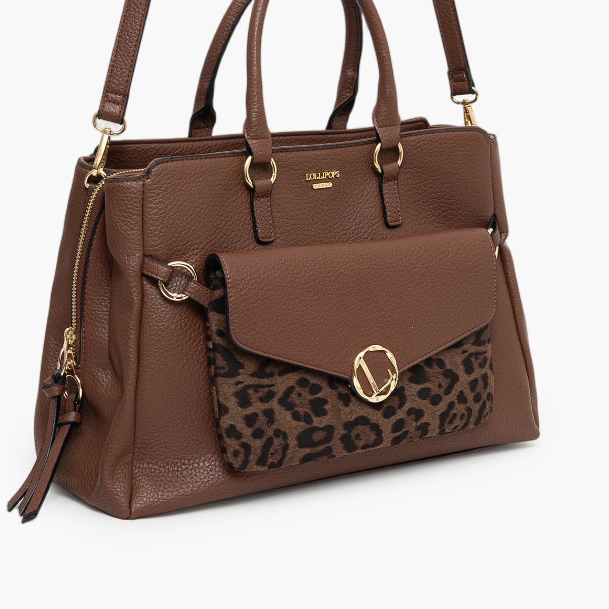 Grand sac shopper Tim cognac,doré, LOLLIPOPS