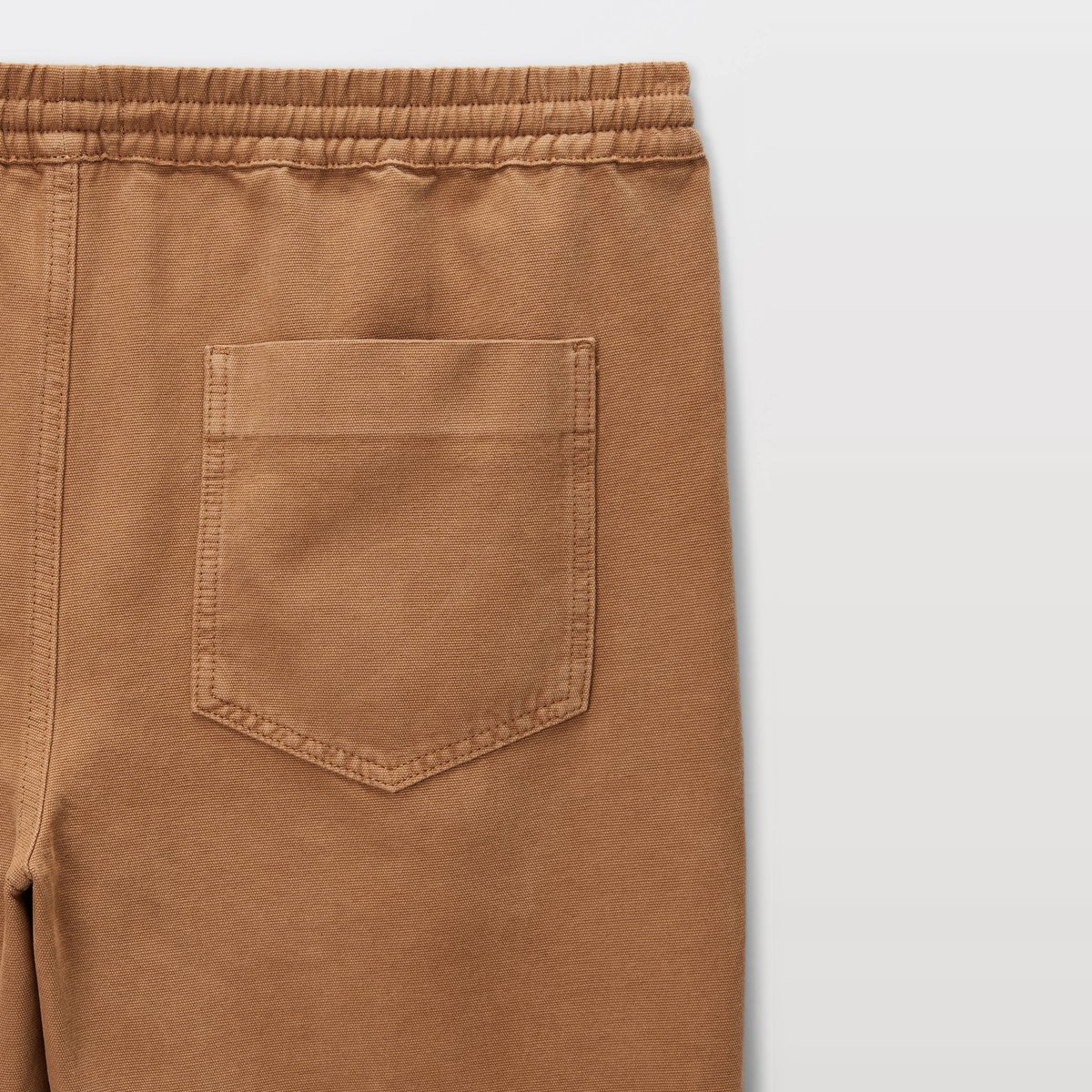 Pantalon élastiqué en coton gabardine, MONOPRIX