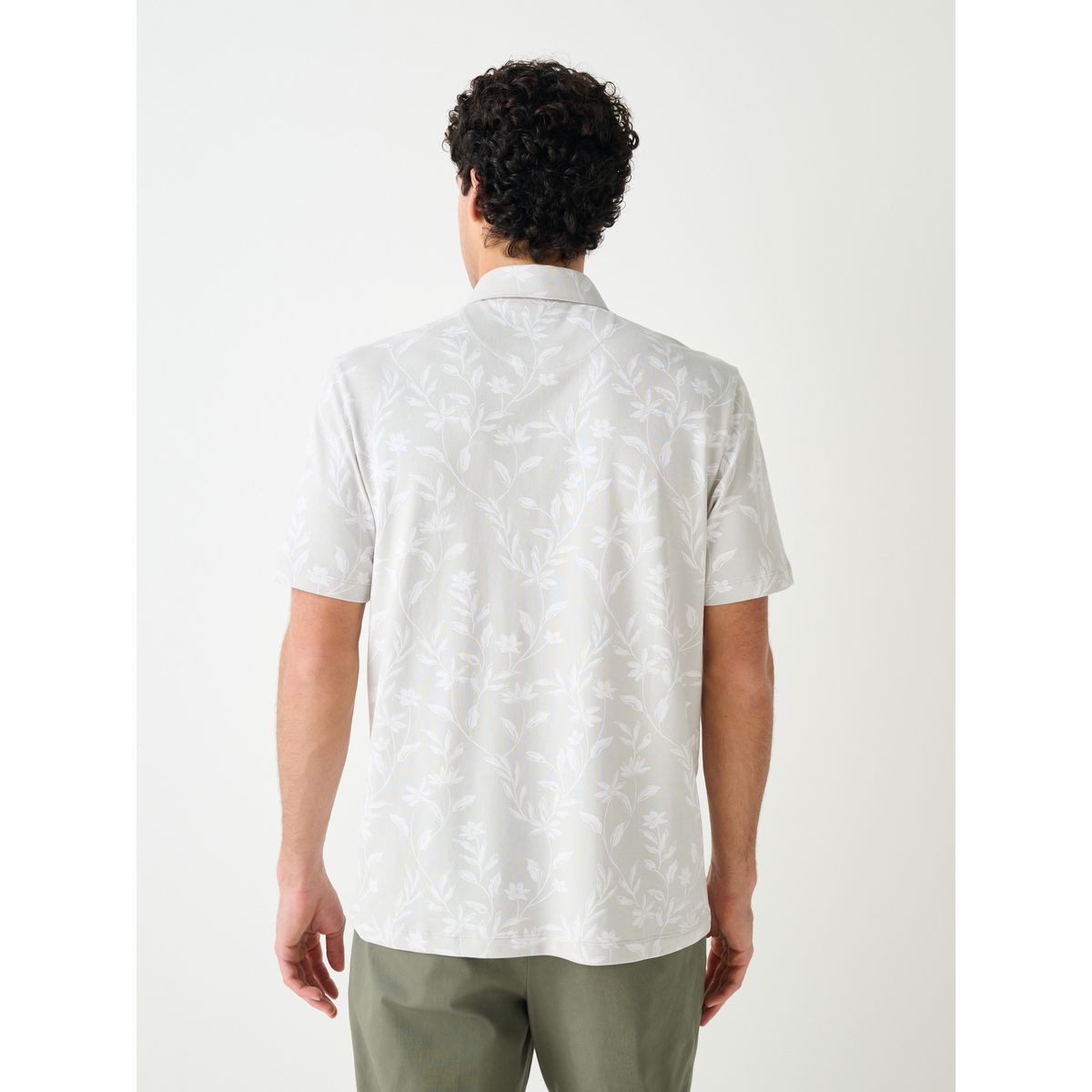 Polo en piqué à motif et manches courtes gris à fleurs, NEXT