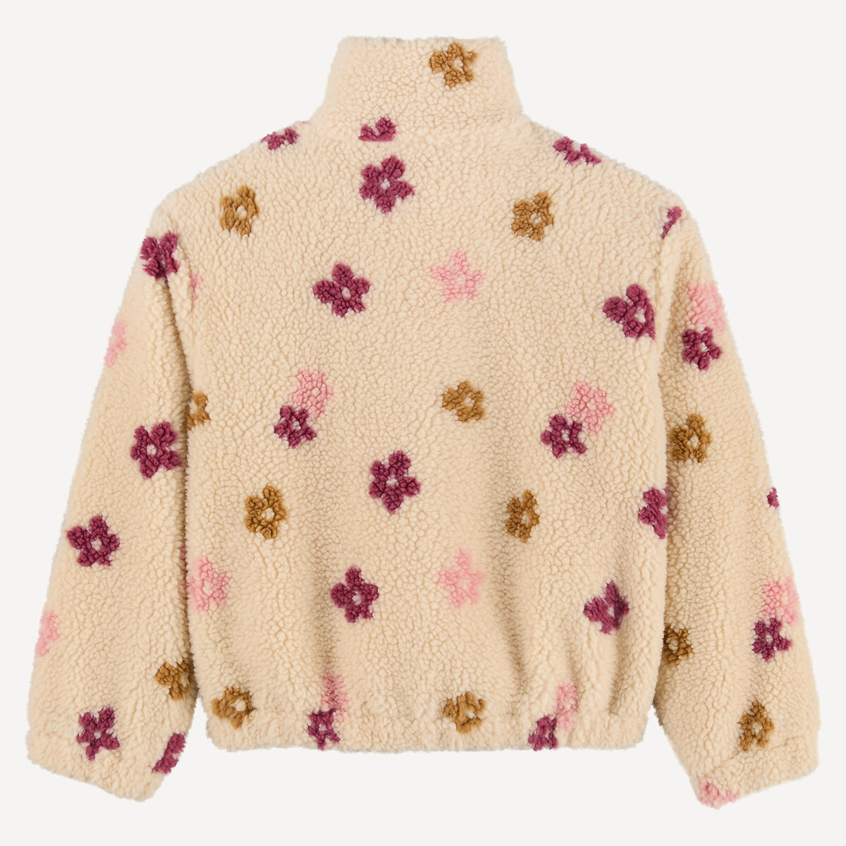 Veste col montant, en sherpa, imprimé fleurs beige, LA REDOUTE COLLECTIONS