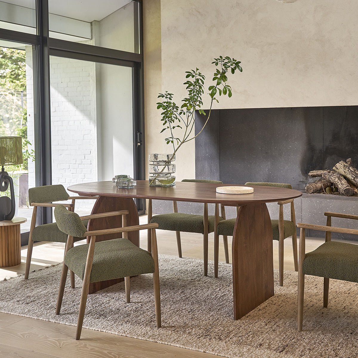 Chaise en bois de chêne et bouclette  LUISA kaki, BERAH GETAH