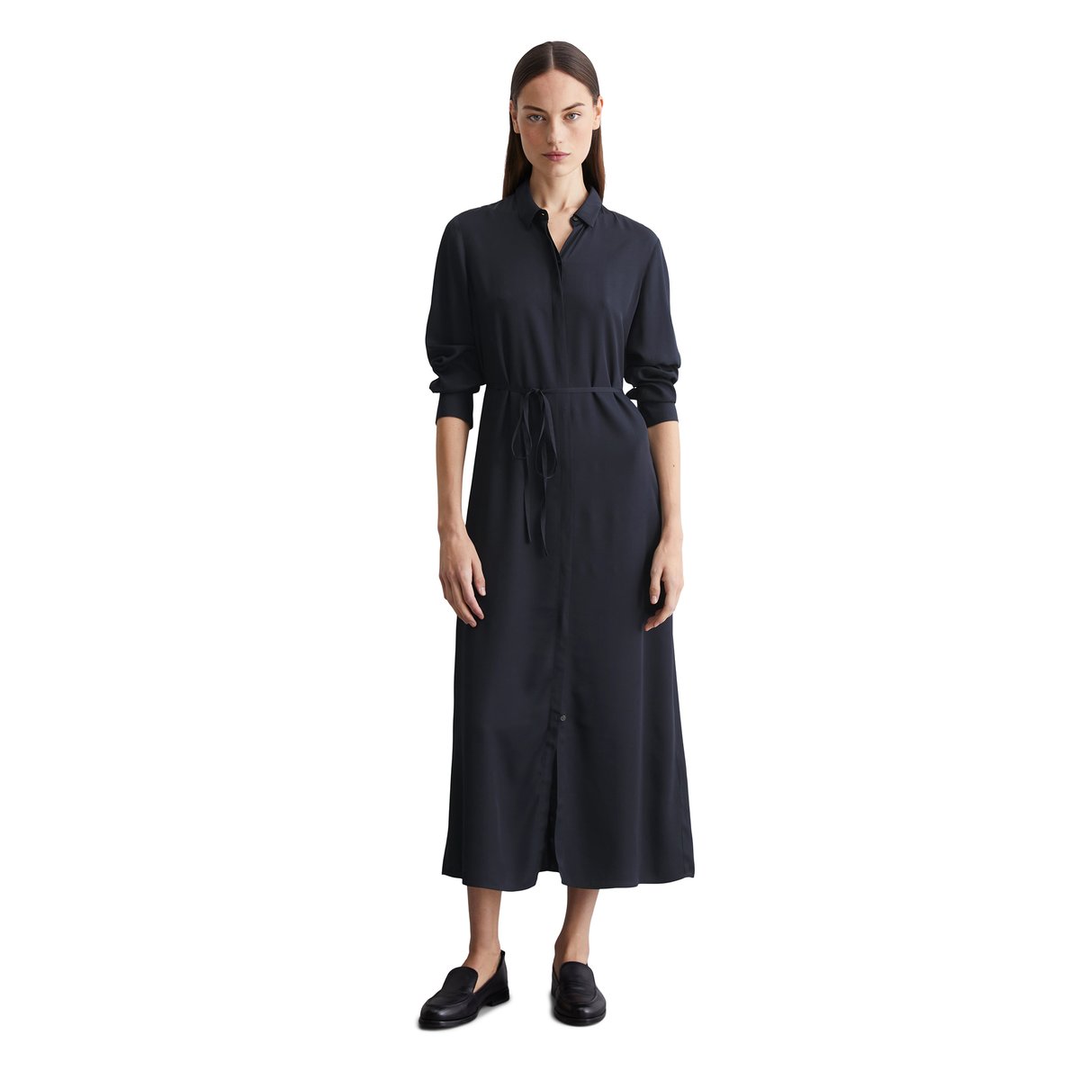 Robe chemisier regular en LENZING™ ECOVERO™ bleu foncé, MARC O'POLO
