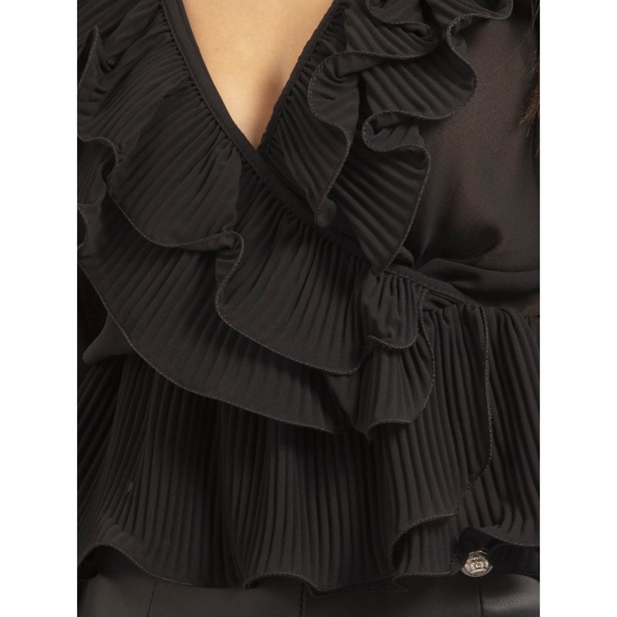 Blouse Avec Volants Opula noir, DONA LISA