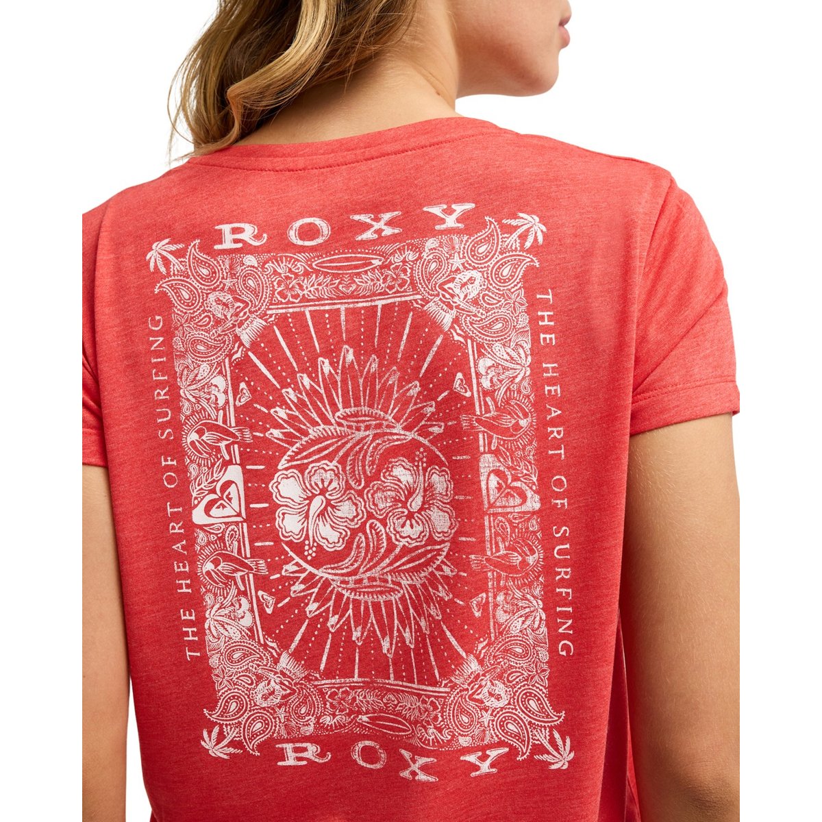 T-Shirt, manches courtes, col rond, . rouge hibiscus, ROXY