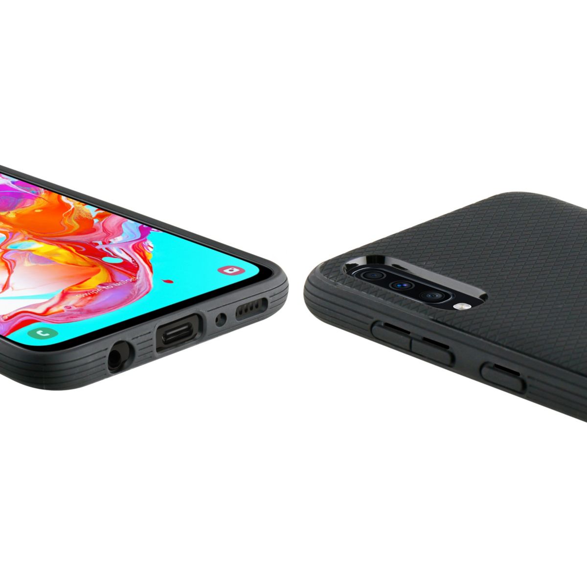 Coque Samsung A70 Souple noir couleur unique, ADEQWAT