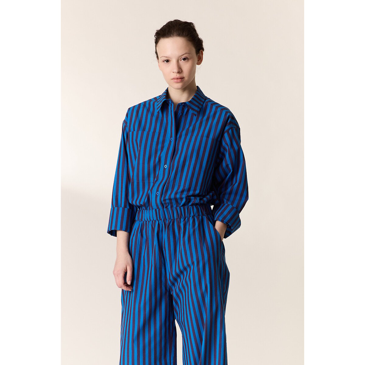 Chemise rayée manches longues, CONAN bleu, LEON & HARPER