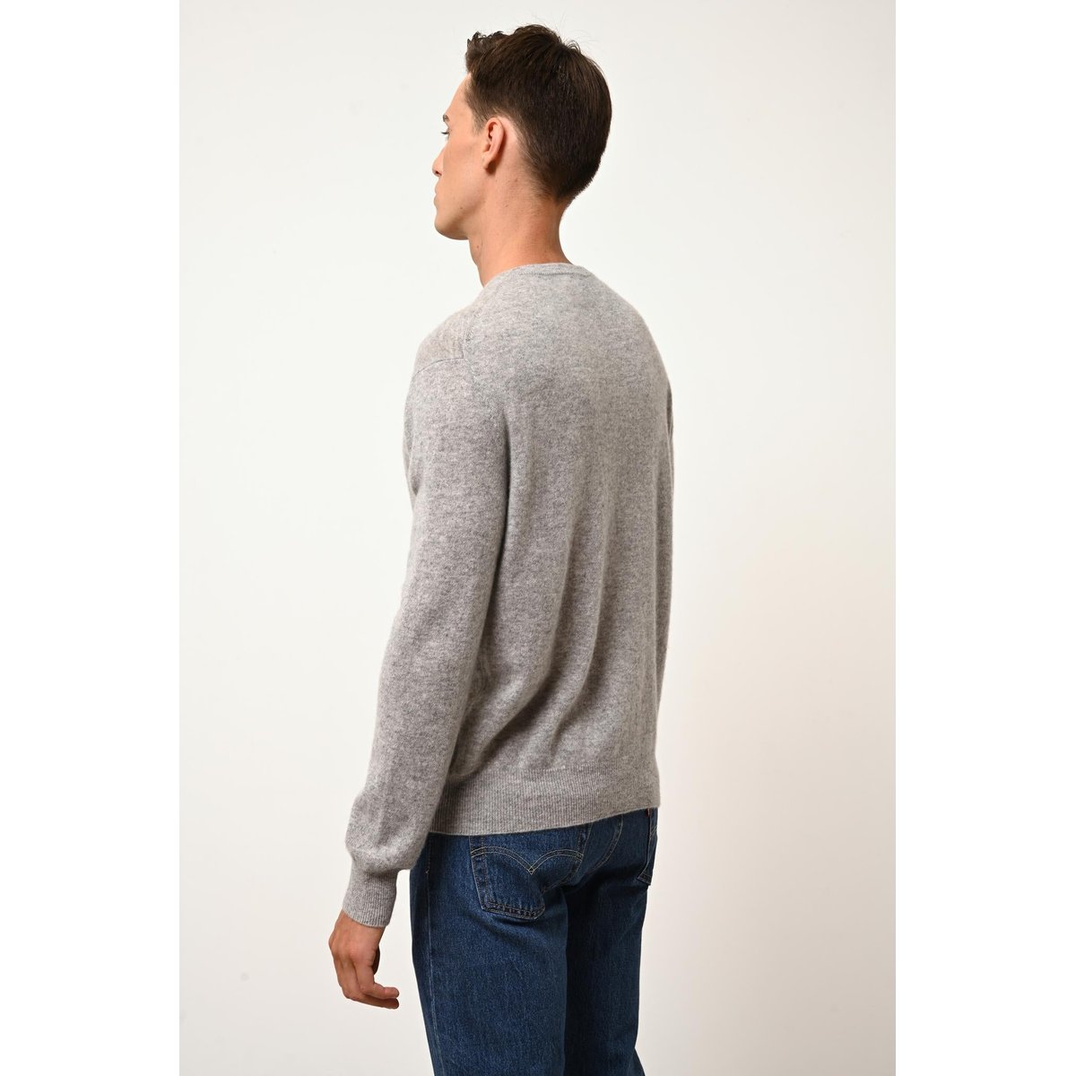 Pull Col Rond Nuage Chiné Howard gris chiné, JUST CASHMERE