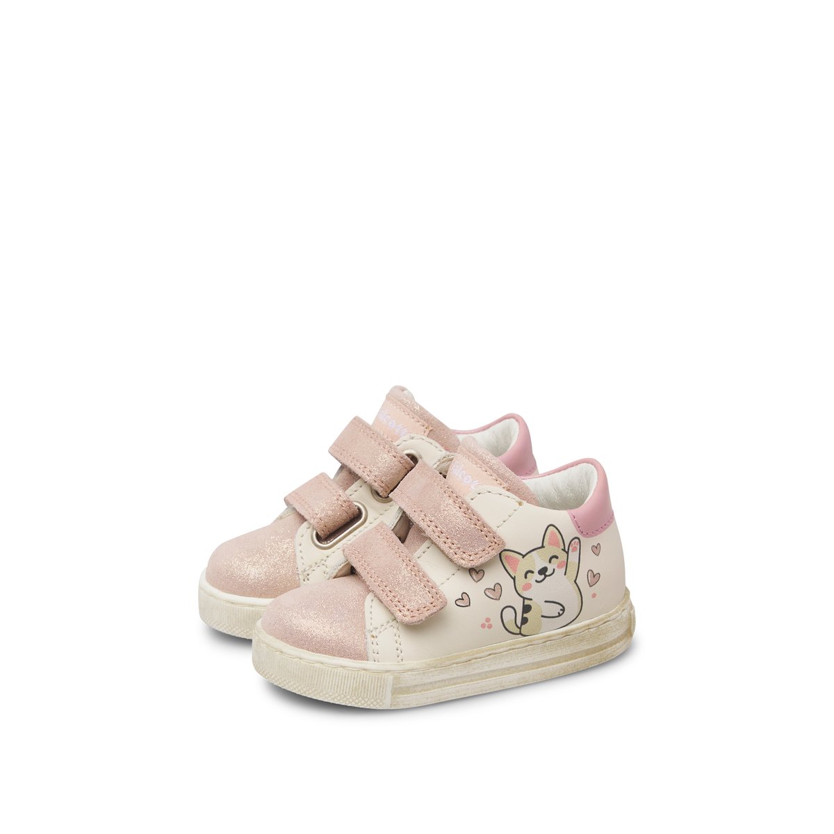 Baskets en cuir et suède XEMA VL blanc-rose-, FALCOTTO
