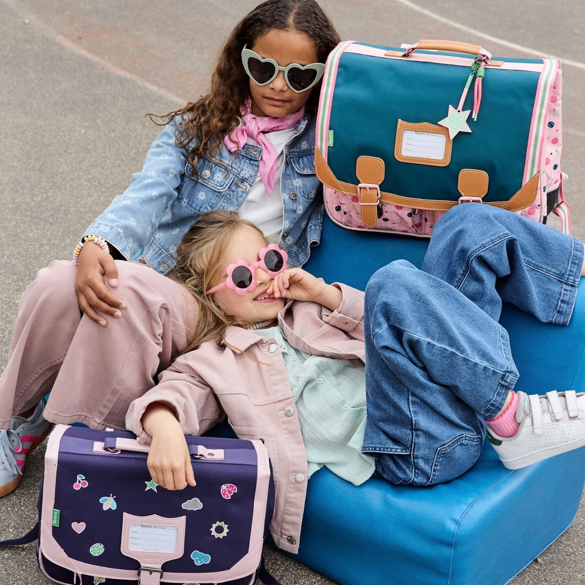 Cartable vert, rose, bleu, TANN'S