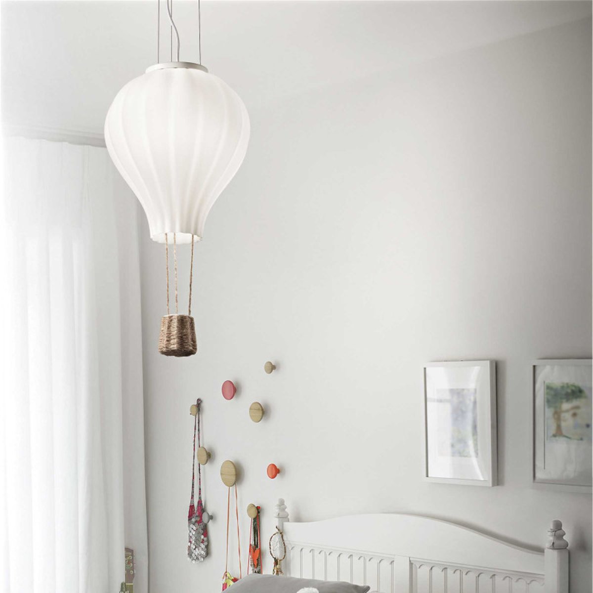 Lustre Enfant En Verre Blanc Montgolfière blanc, MILLUMINE