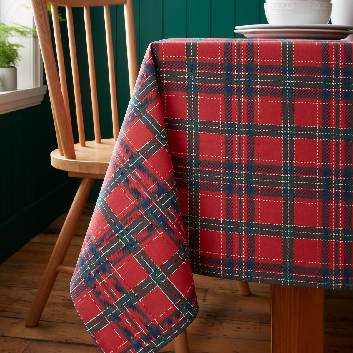 Tartan Check Christmas Cotton Table Cloth red/green, CATHERINE LANSFIELD