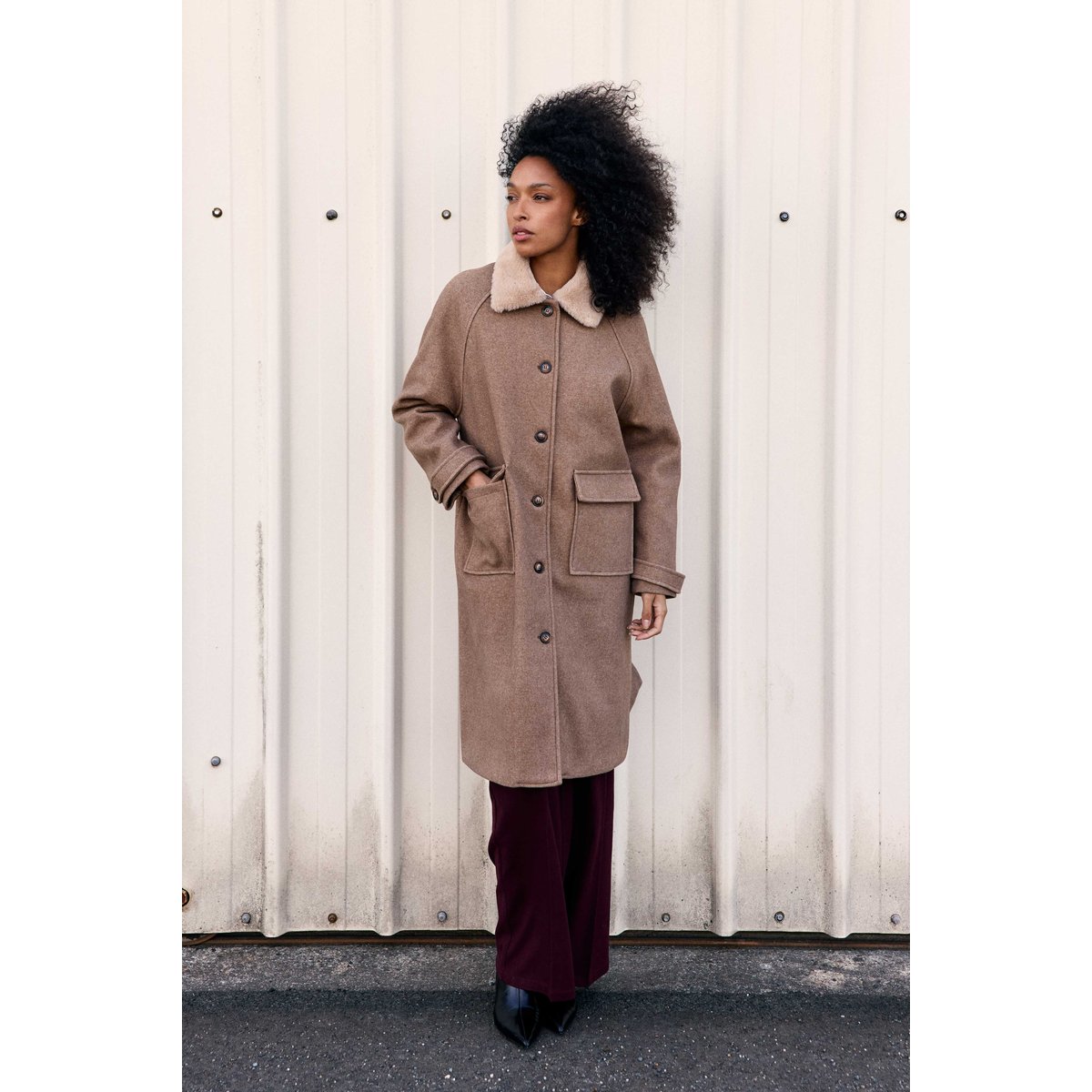 MANTEAU uni NATTIS 14-taupe, LA PETITE ETOILE
