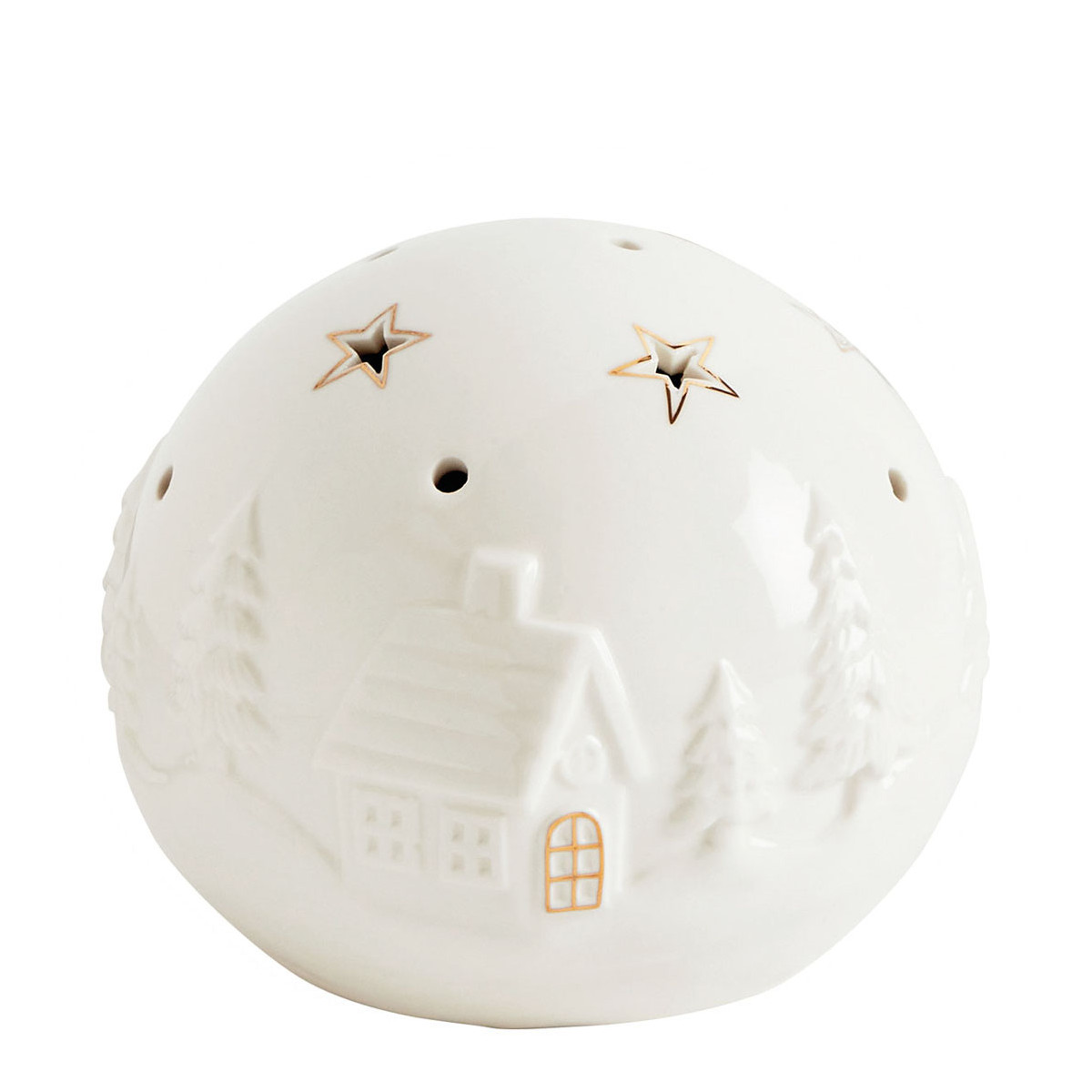 Boule décorative LED moyen modèle Village de Noël blanc, MATHILDE M