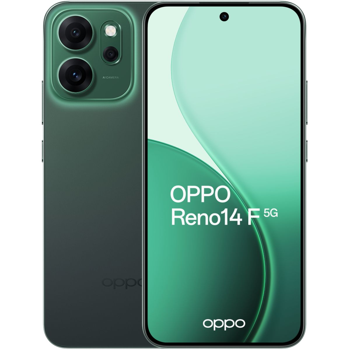 Smartphone Reno 14 F 256Go Vert Lumineux 5G couleur unique, OPPO