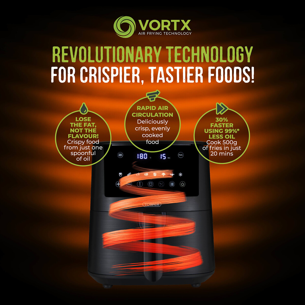 Vortx 4.2L Digital Air Fryer - T17147 black, TOWER