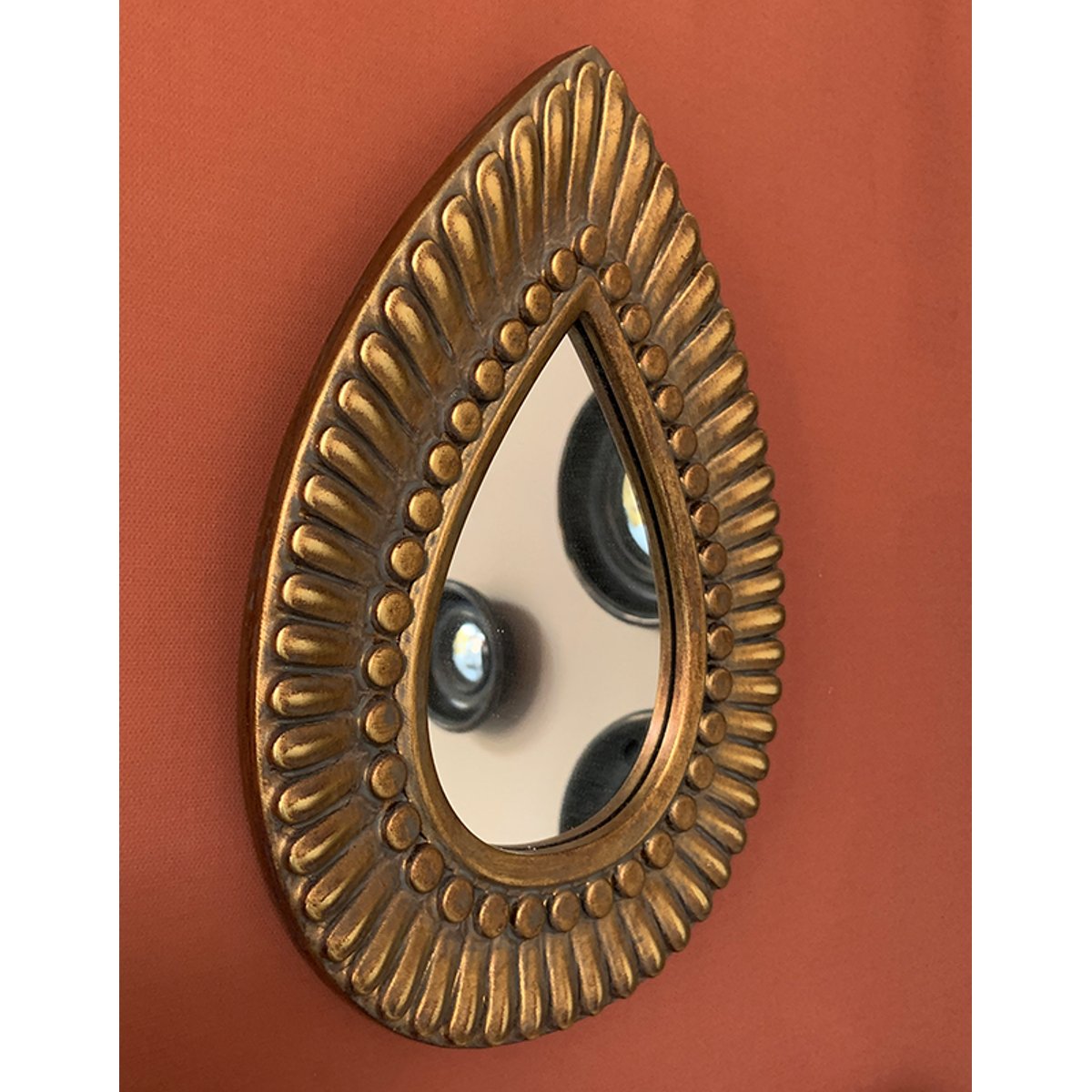Miroir goutte motifs 19,7x27cm or, EMDE