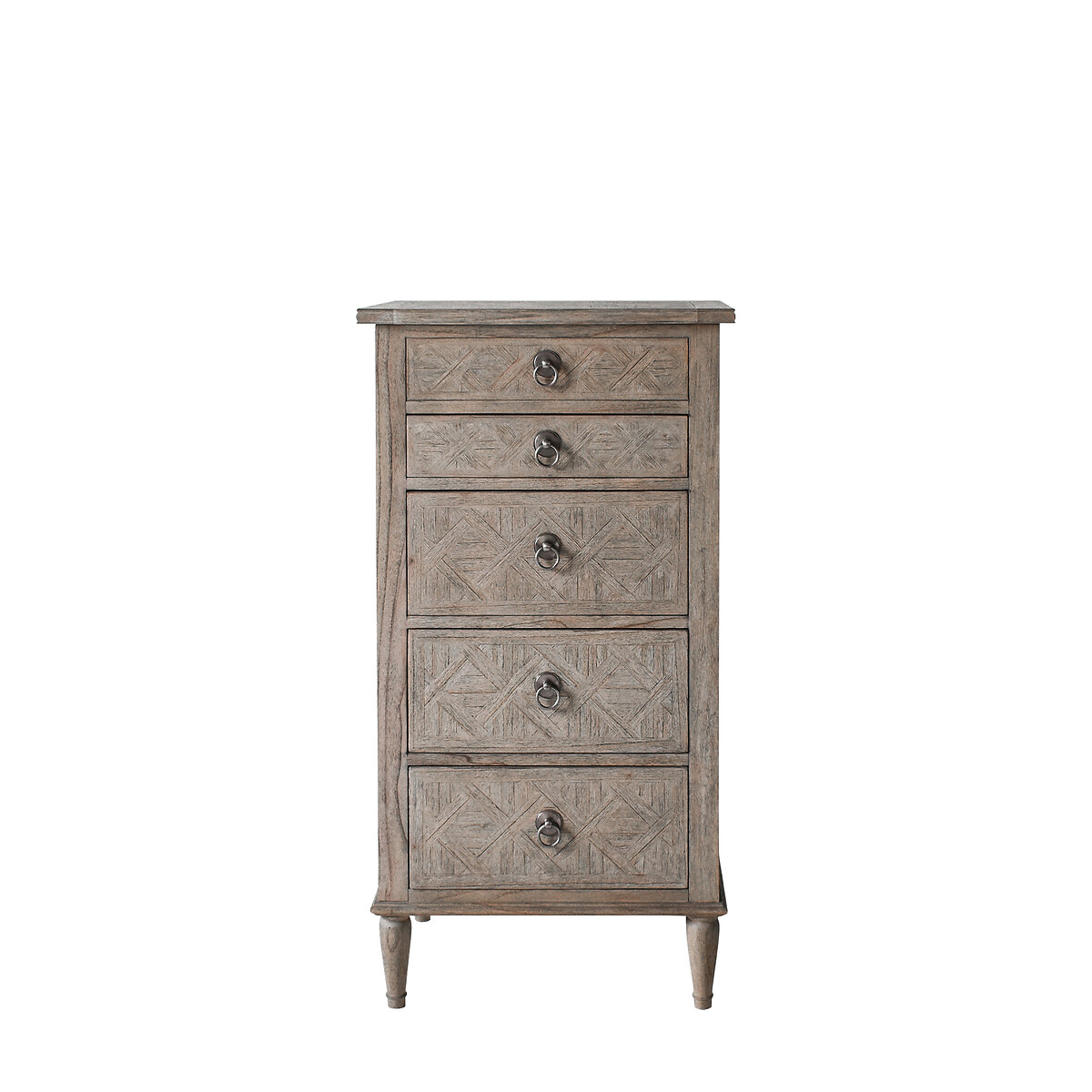 Nashik Ash Wood Parquet 5 Drawer Tallboy Chest natural, ÉDITÉ