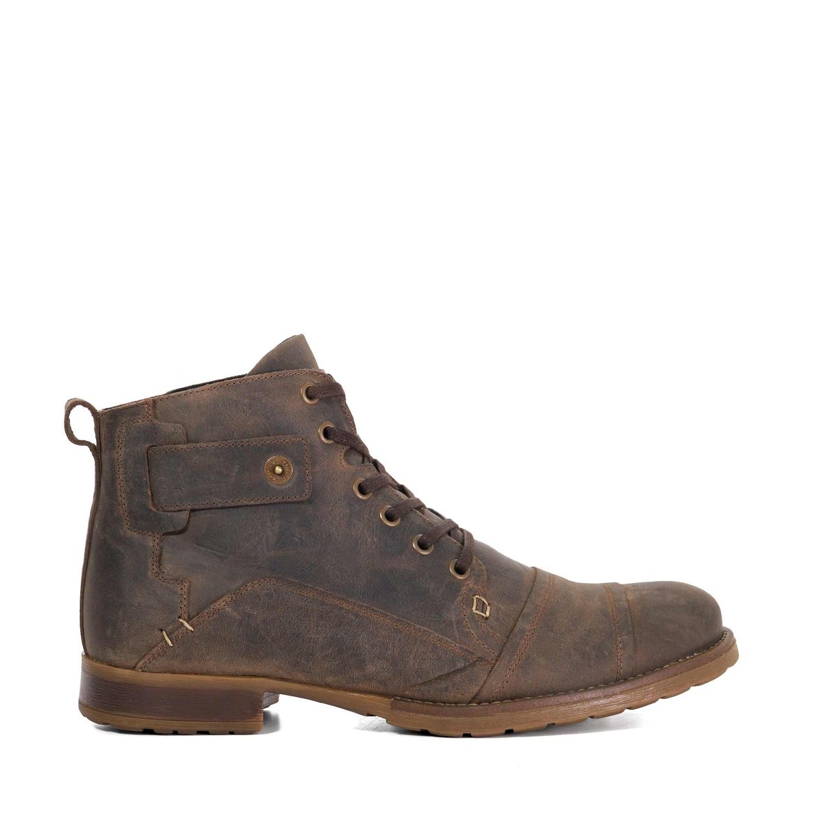 Bottines en cuir à surpiqûres à coupe large - SIMON Wide Fit dark brown-leather, DUNE LONDON