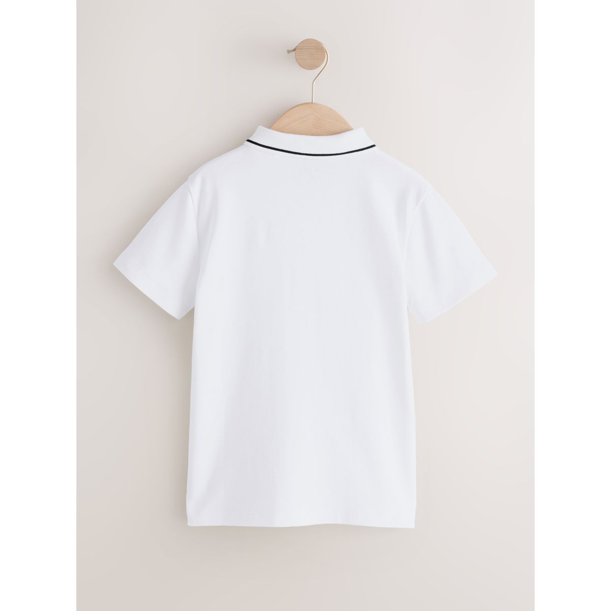 Polo à col zippé et rayures verticales blanc/noir, NEXT