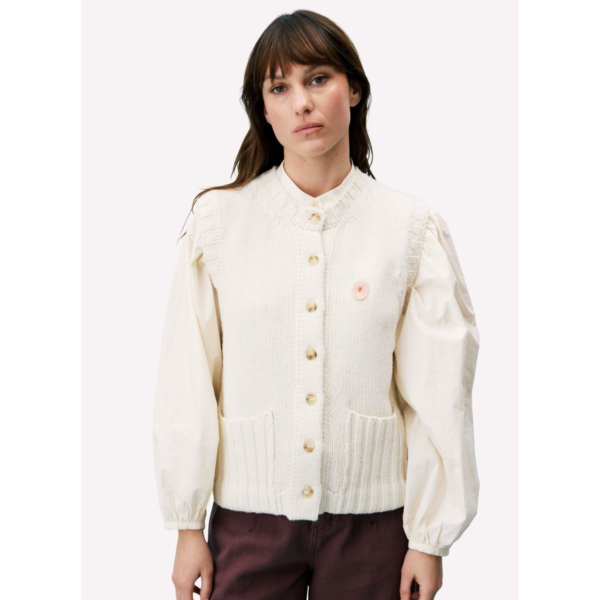 Cardigan en laine ANAPHE beige crème, FRNCH