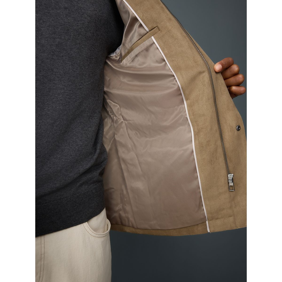 Veste à quatre poches en suédine marron fauve, NEXT