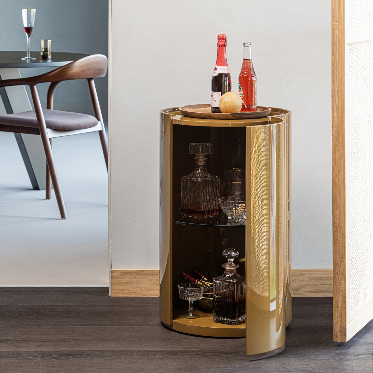 Armoire ronde en MDF SERA jaune, WOOOD