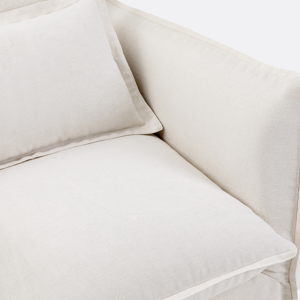 Housse de fauteuil en lin épais, Odna blanc, LA REDOUTE INTERIEURS