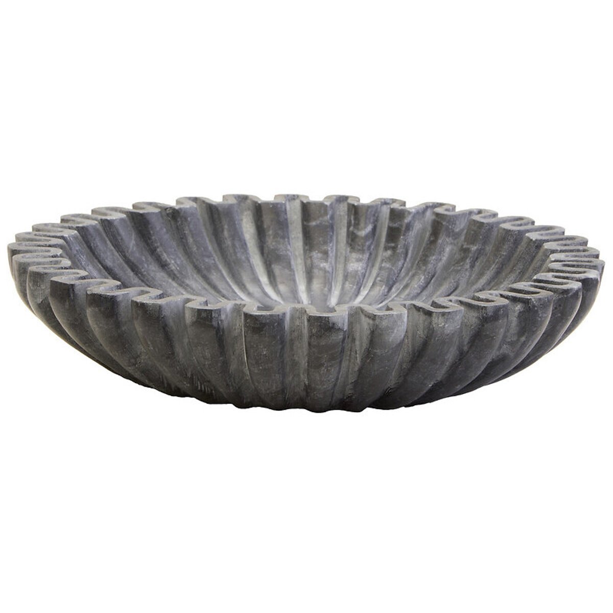 Small Decorative Fluted Marble Bowl in Grey grey, FIFTY FIVE SOUTH