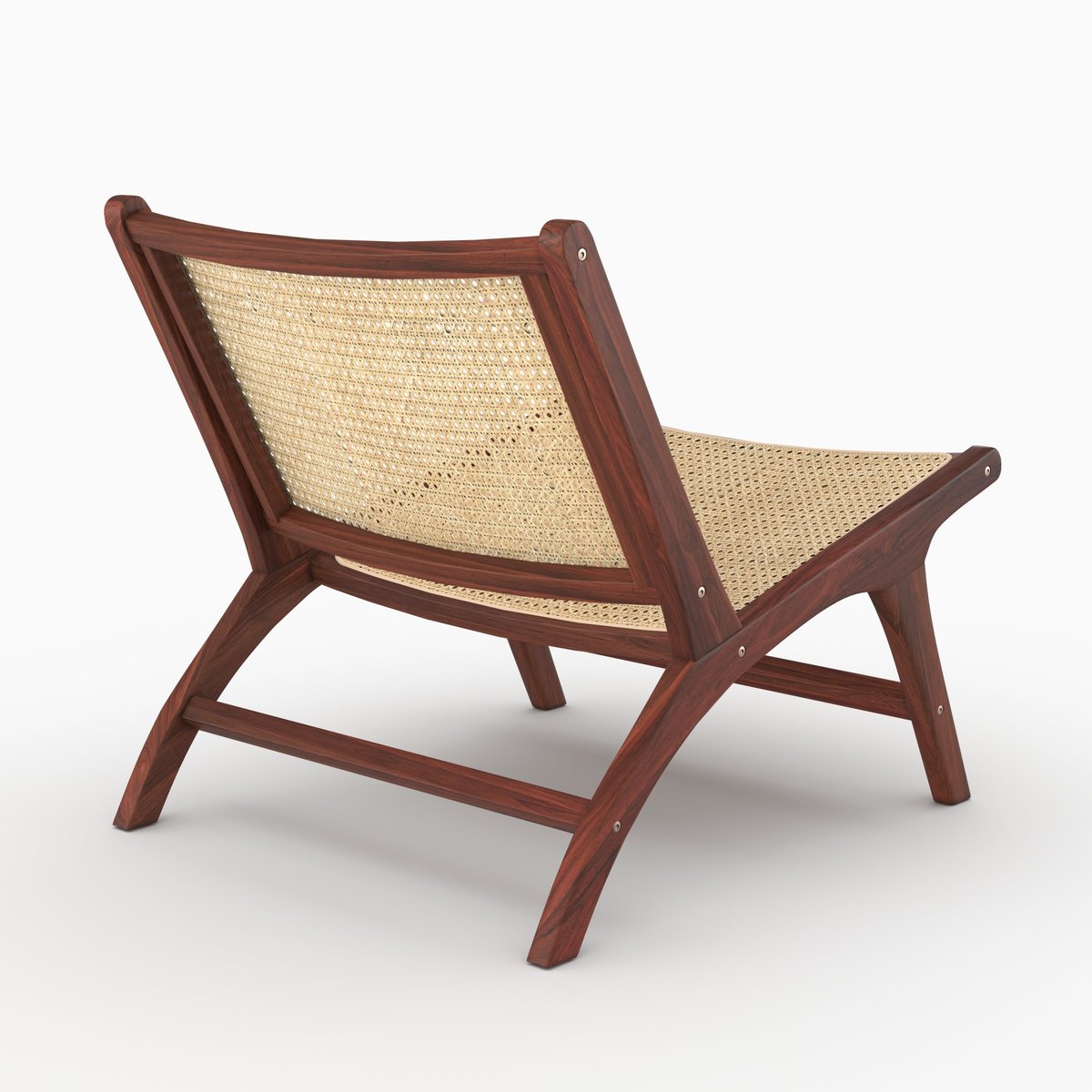 Fauteuil en teck et tressage cannage en rotin - KILKA marron foncé, MAISON PAVANE