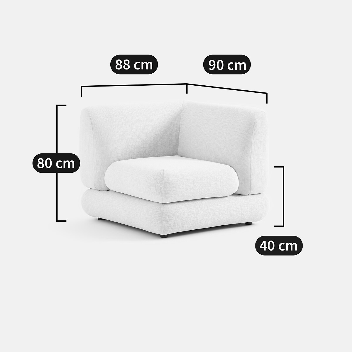 Angle modulable, tissu relief, HOOVER ecru, LA REDOUTE INTERIEURS