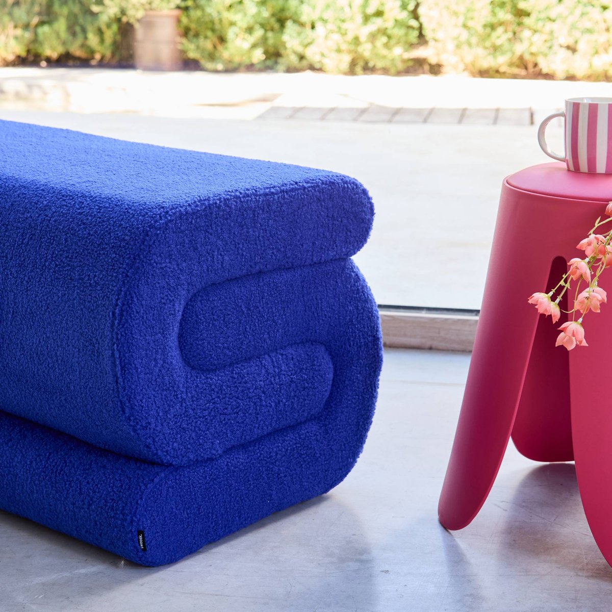 Banc design revêtement bouclette 1-2 places SASHA bleu, SWEEEK