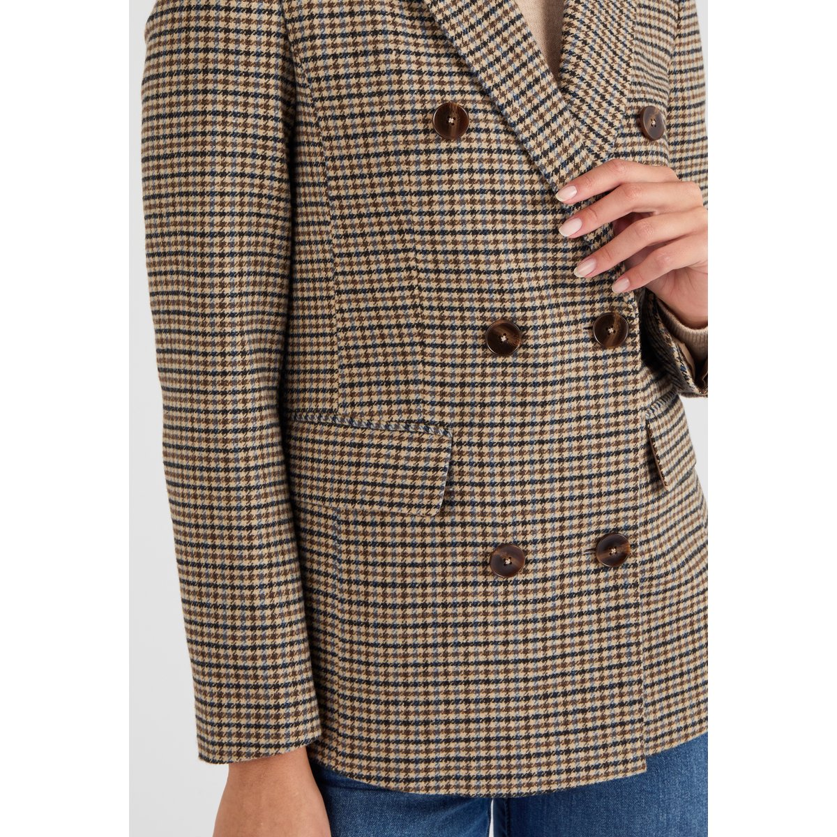 Veste motif pied-de-poule marron pied-de-poule beige, DAMART