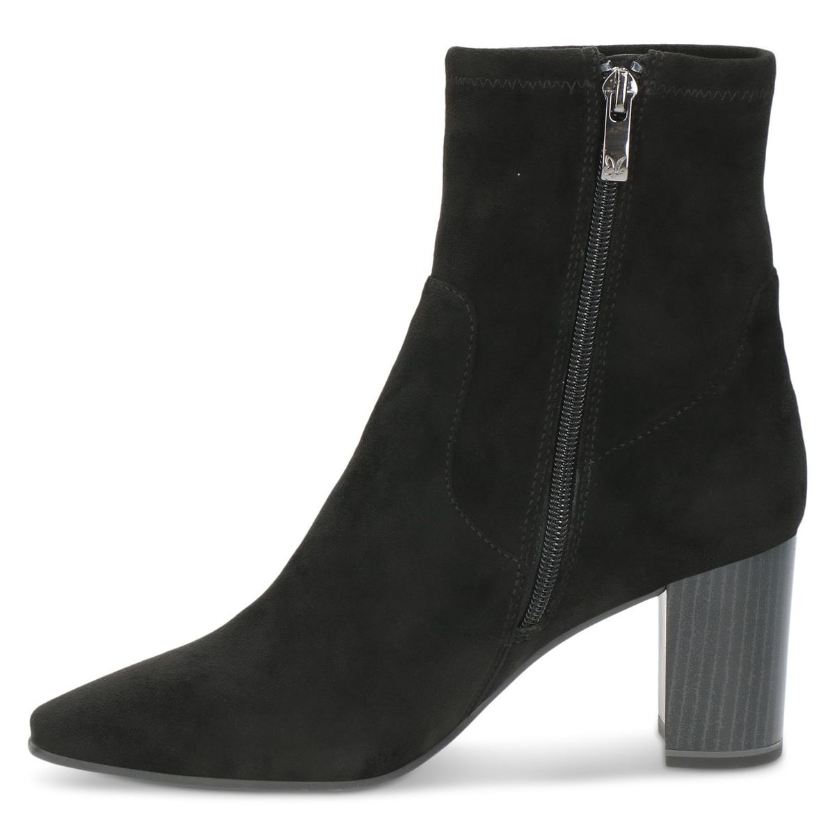 Bottine talon bloc noir cuir beige, CAPRICE