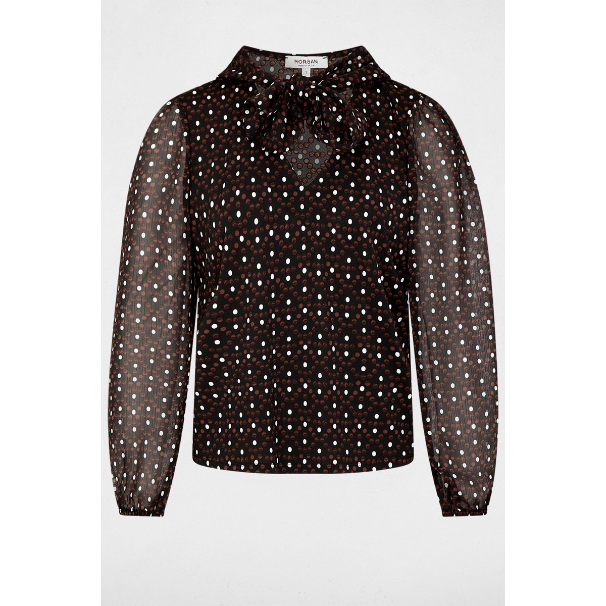Blouse voile col lavallière multicolore, MORGAN